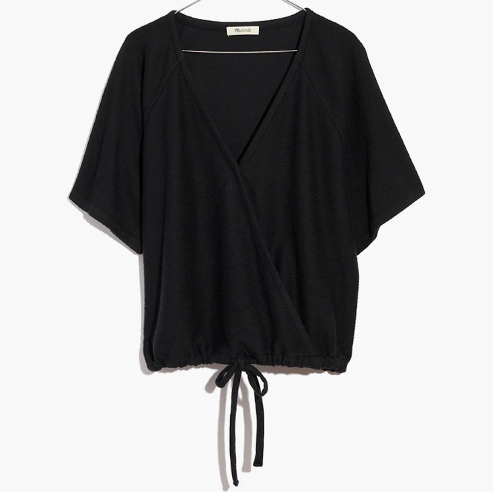 Drapey Ottoman Jacquard Wrap Top
